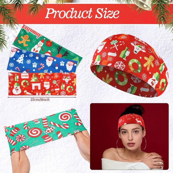 Christmas Headbands Women 24 Pack Festive Styles Non Slip Comfortable - Picture 3 of 7